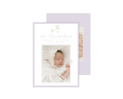 Lavender Butterflies Birth Announcement