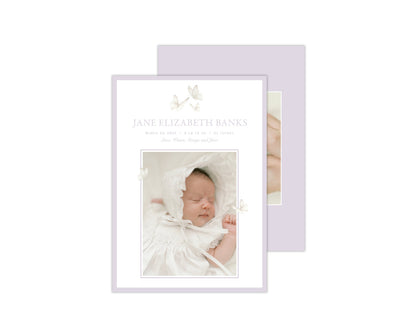 Lavender Butterflies Birth Announcement