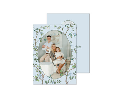 Chinoiserie Personalized Christmas Cards - Blue