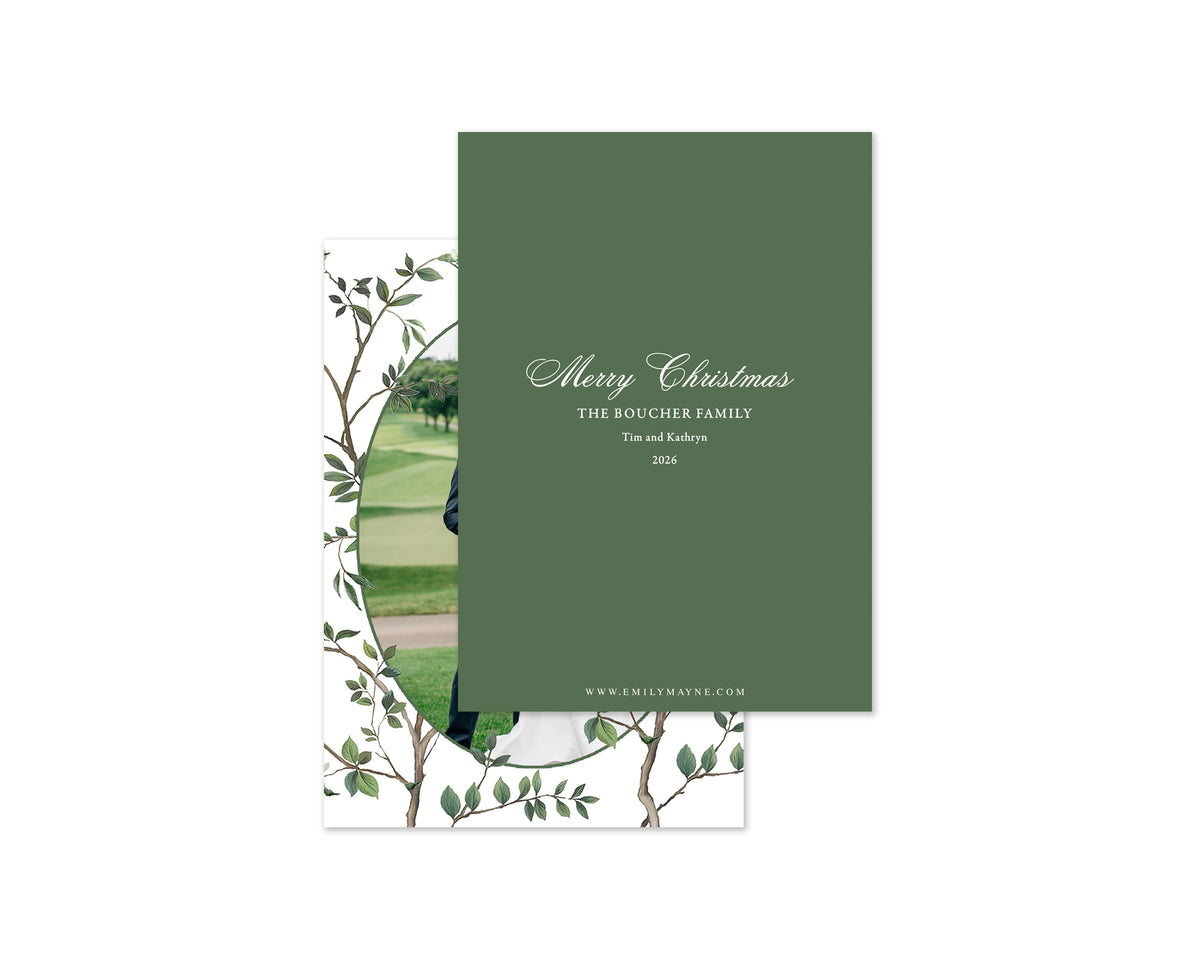 Chinoiserie Personalized Christmas Cards - Green