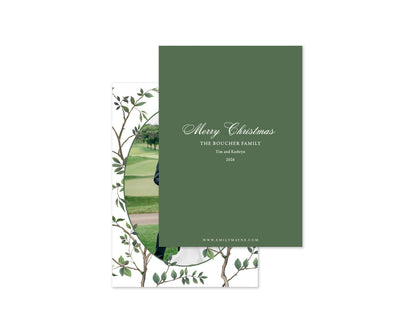 Chinoiserie Personalized Christmas Cards - Green