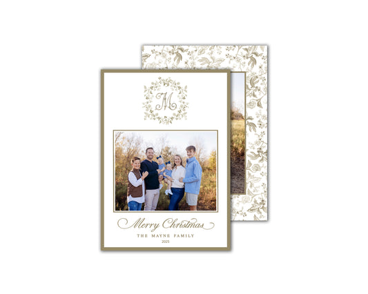 Fleur Crest Christmas Cards - Gold