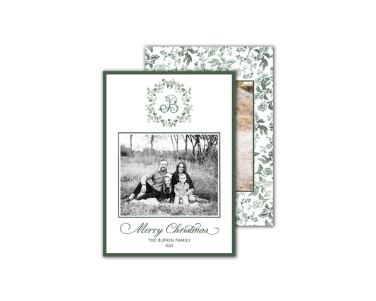 Fleur Crest Christmas Cards - Green