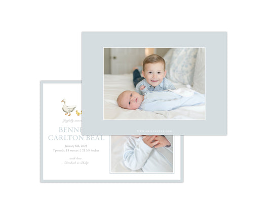 Classic Blue Ducklings Landscape Birth Announcement