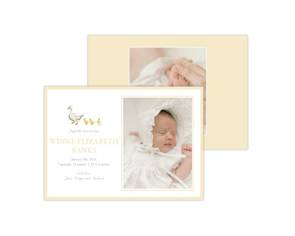 Classic Yellow Ducklings Landscape Birth Announcement