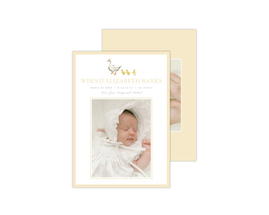 Classic Yellow Ducklings Birth Announcement