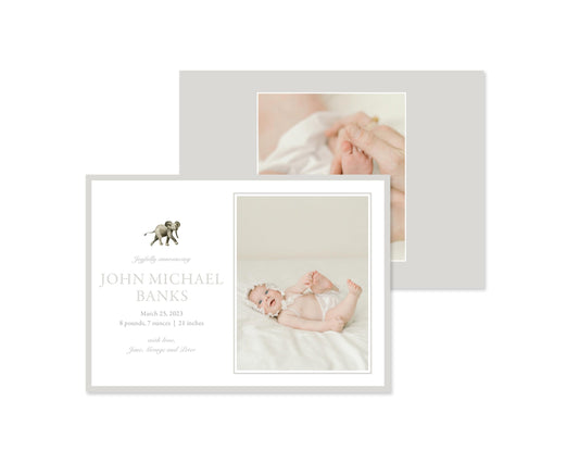 Gender Neutral Elephants Landscape Birth Announcement