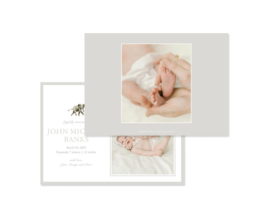 Gender Neutral Elephants Landscape Birth Announcement