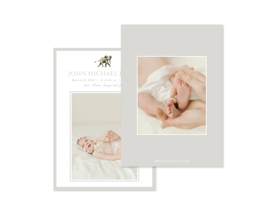 Gender Neutral Elephants Birth Announcement