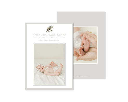 Gender Neutral Elephants Birth Announcement