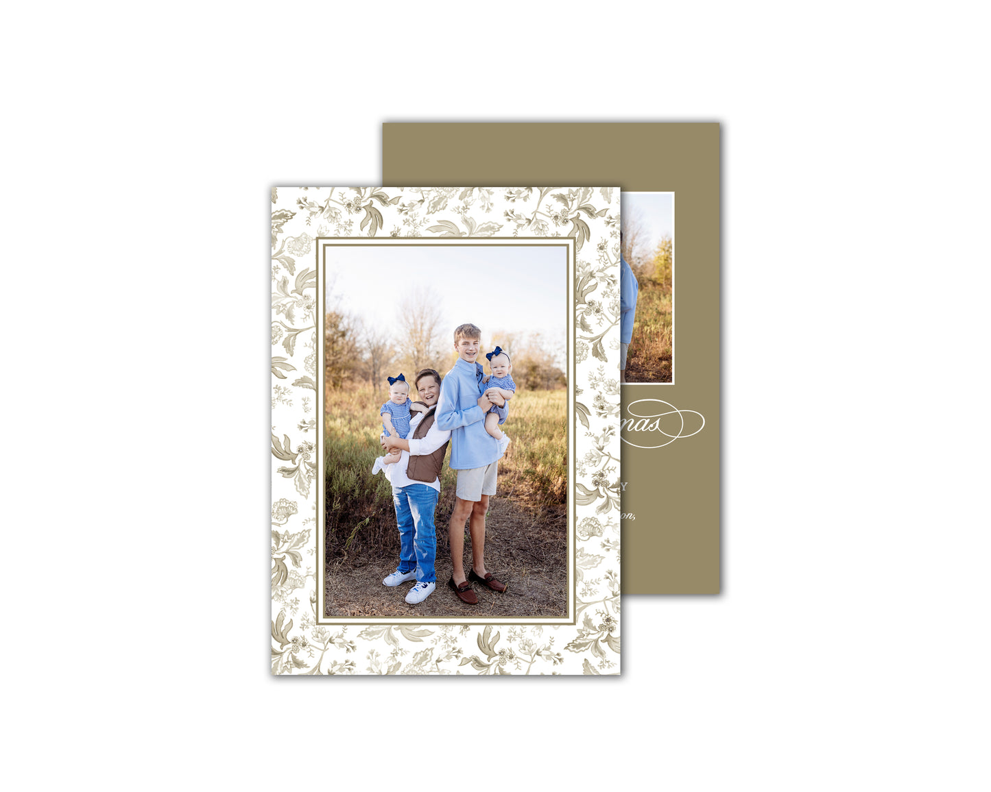 Fleur Motif Christmas Cards - Gold