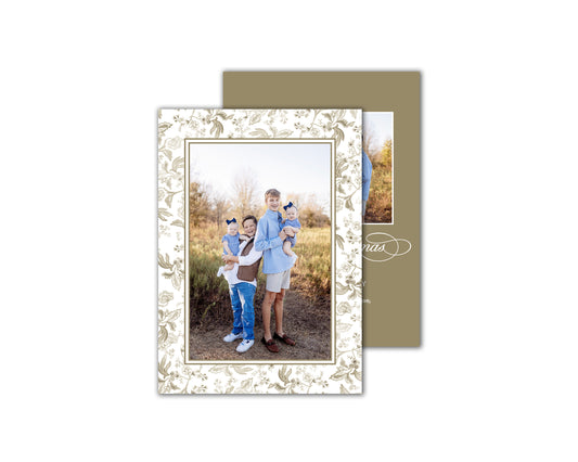 Fleur Motif Christmas Cards - Gold