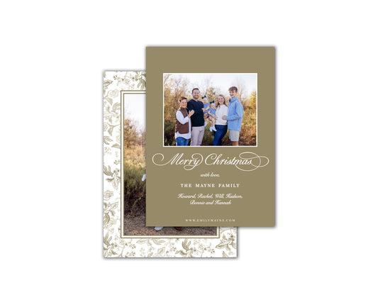 Fleur Motif Christmas Cards - Gold