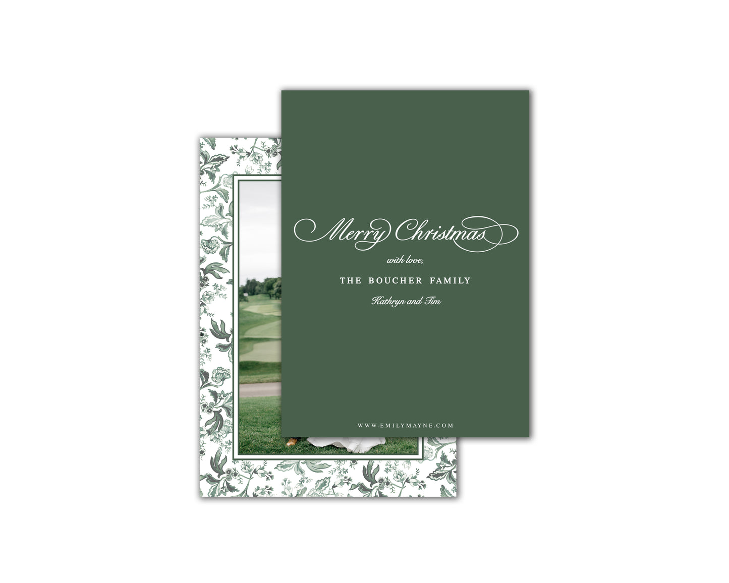 Fleur Motif Christmas Cards - Green