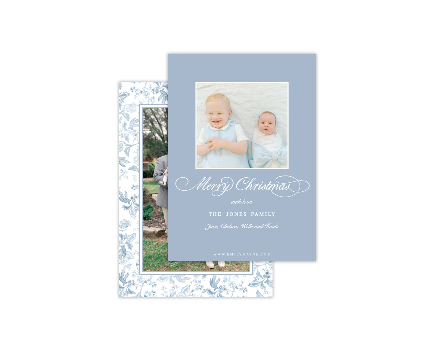 Fleur Motif Christmas Cards - Blue