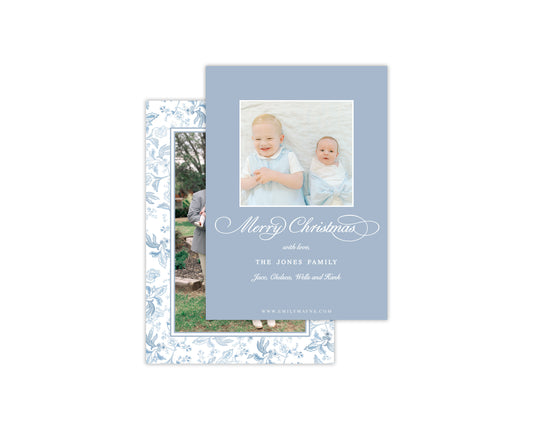 Fleur Motif Christmas Cards - Blue