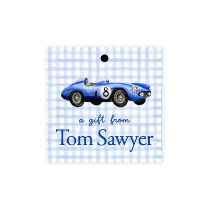 Blue Race Car Gift Tags