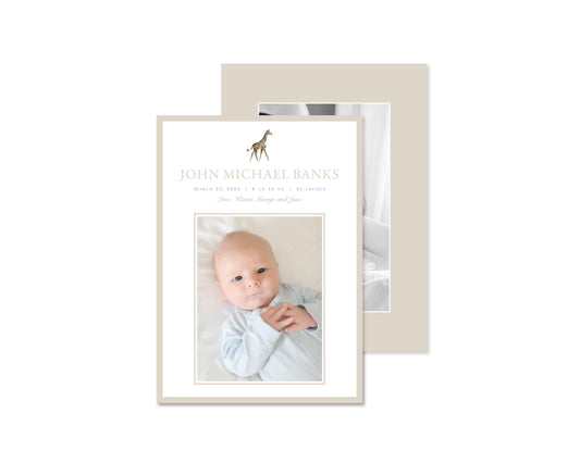 Gender Neutral Giraffe Birth Announcement