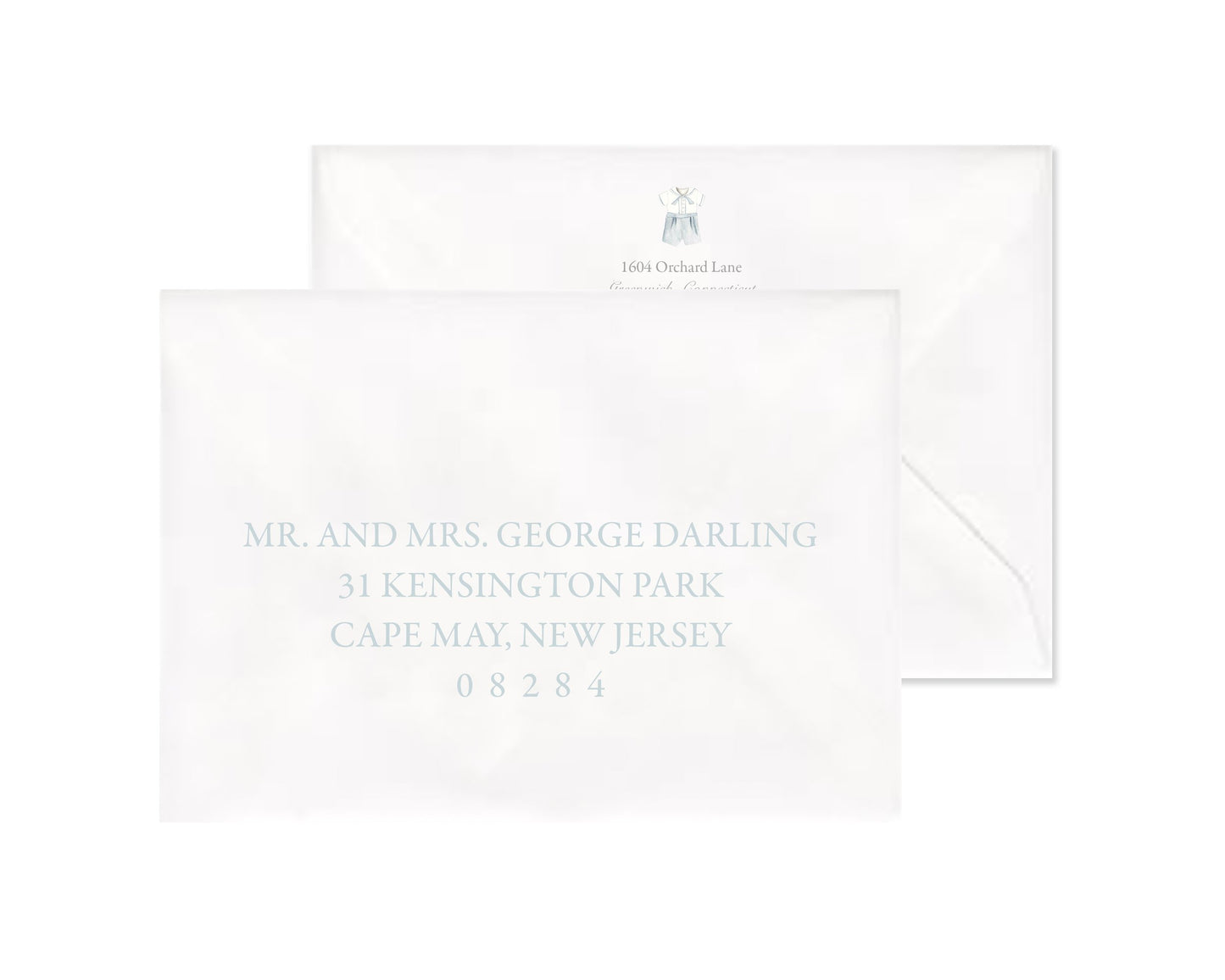 Classic Blue Heirloom Suit Birth Announcement