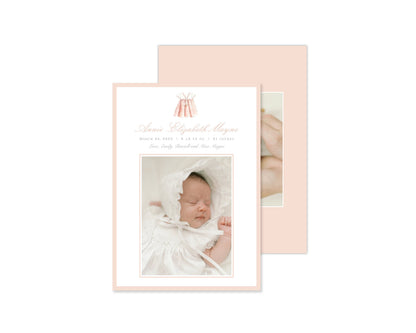 Classic Pink Heirloom Suite Birth Announcement