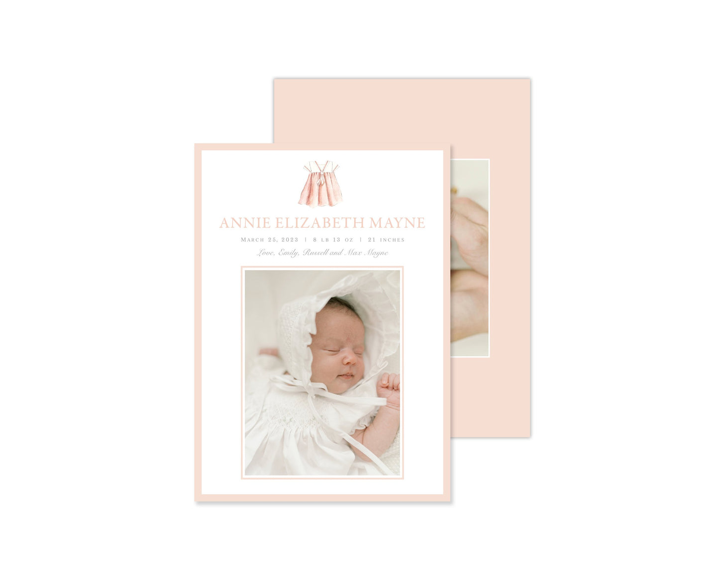 Classic Pink Heirloom Suite Birth Announcement