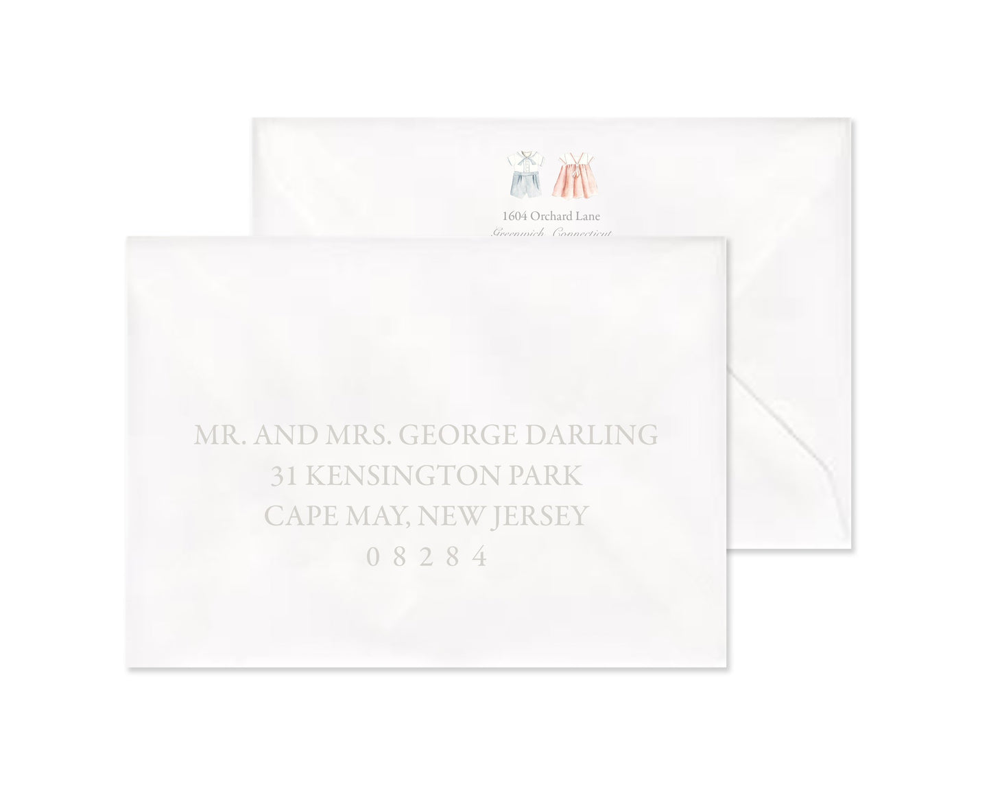 Classic Twins Heirloom Suits Landscape Birth Announcement