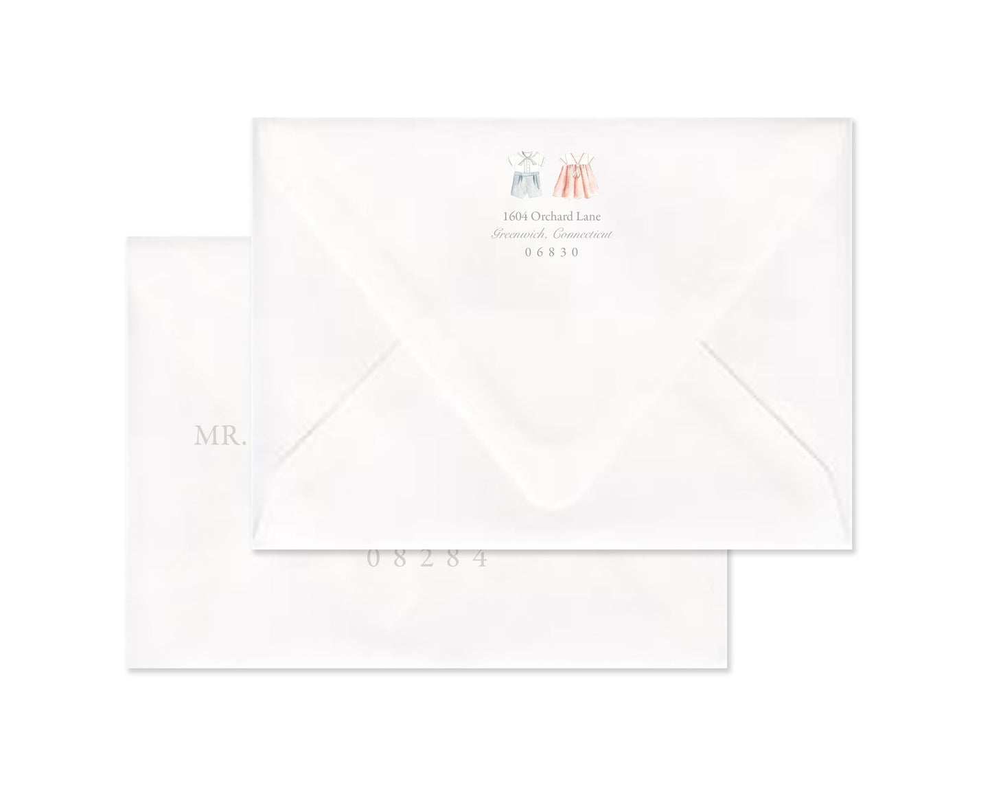 Classic Twins Heirloom Suits Landscape Birth Announcement