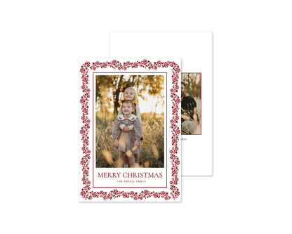 Heritage Garland Personalized Christmas Cards - Red
