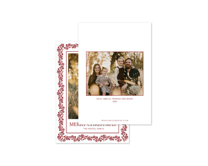 Heritage Garland Personalized Christmas Cards - Red