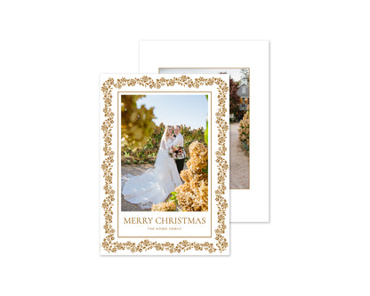 Heritage Garland Personalized Christmas Cards - Bronze