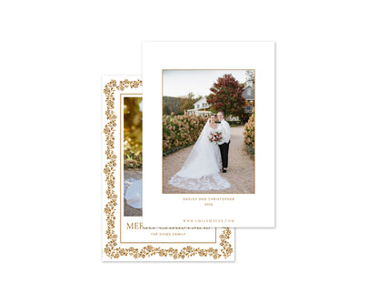 Heritage Garland Personalized Christmas Cards - Bronze