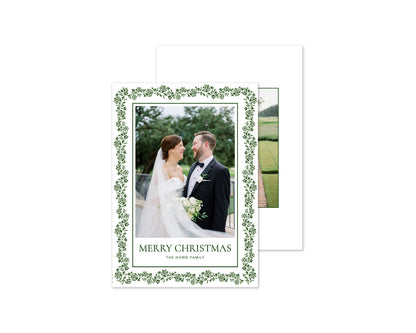 Heritage Garland Personalized Christmas Cards - Green