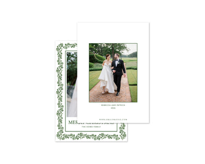 Heritage Garland Personalized Christmas Cards - Green