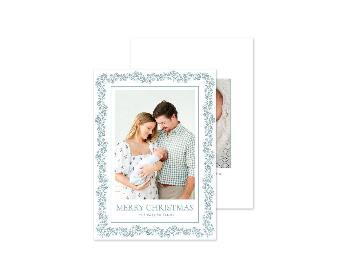 Heritage Garland Personalized Christmas Cards - Mist