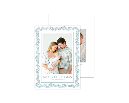 Heritage Garland Personalized Christmas Cards - Mist