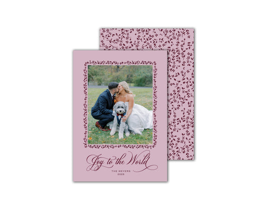 Joy to the World Christmas Cards - Mauve