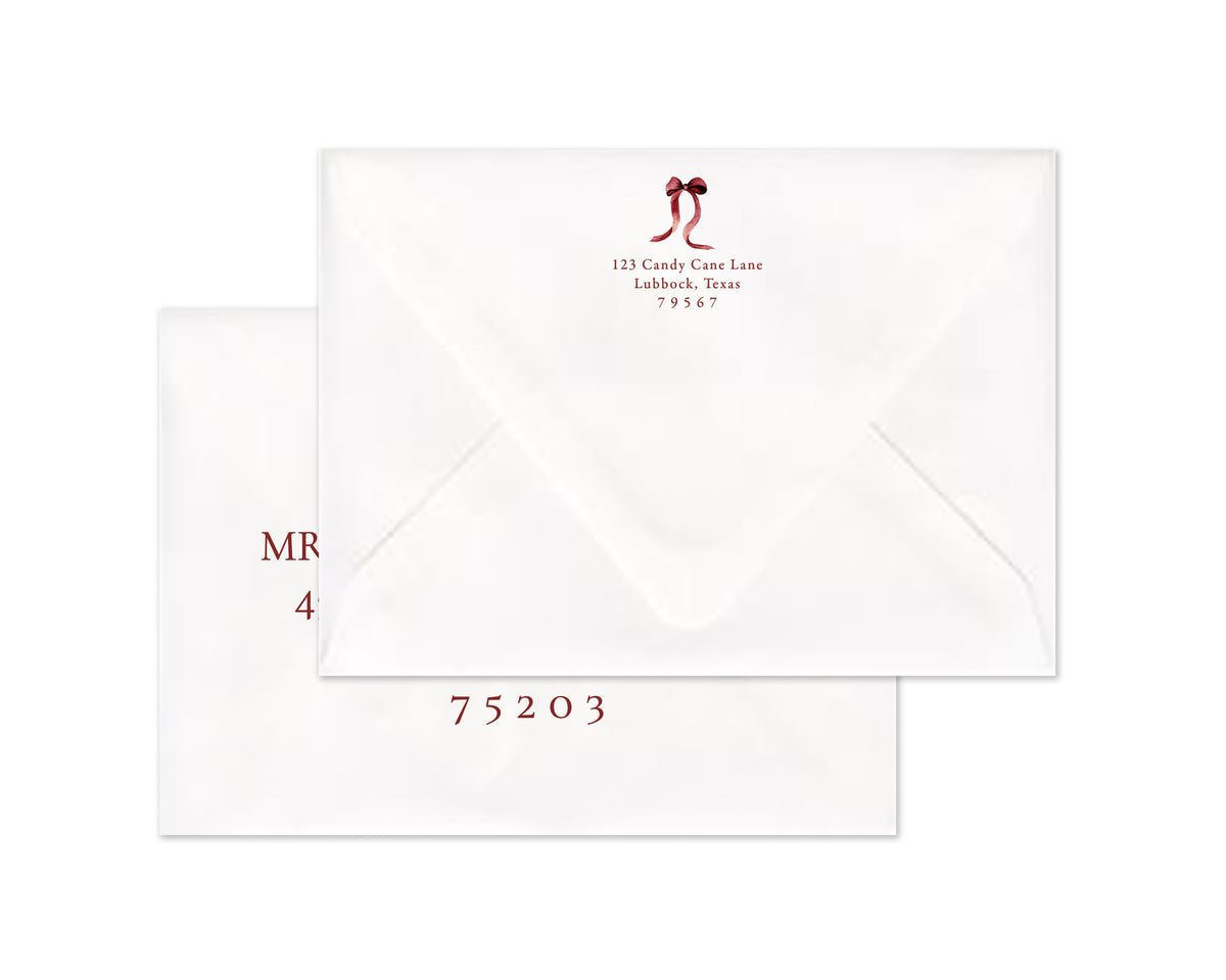 Magnolia Wreath Personalized Christmas Cards - Red
