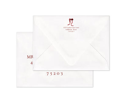 Magnolia Wreath Personalized Christmas Cards - Red