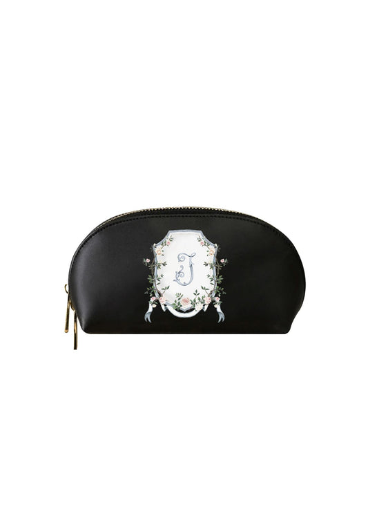 Chinoiserie Crest Black Makeup Bag | Bridal by Emily Mayne Studio x ALEPEL