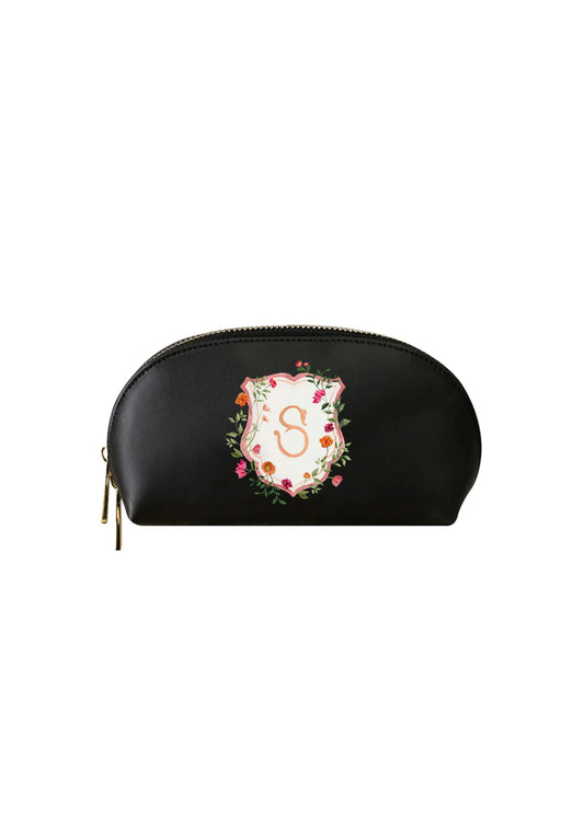Bougainvillea Crest Black Makeup Bag | Bridal by Emily Mayne Studio x ALEPEL