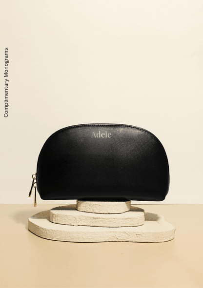 Blush Crest Black Makeup Bag | Bridal by Emily Mayne Studio x ALEPEL