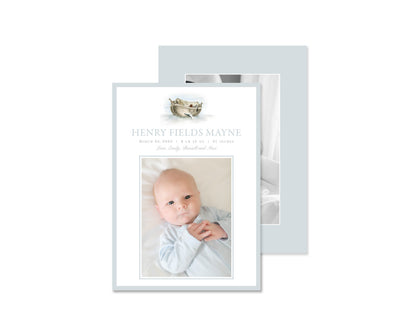 Classic Blue Noah's Ark Birth Announcement