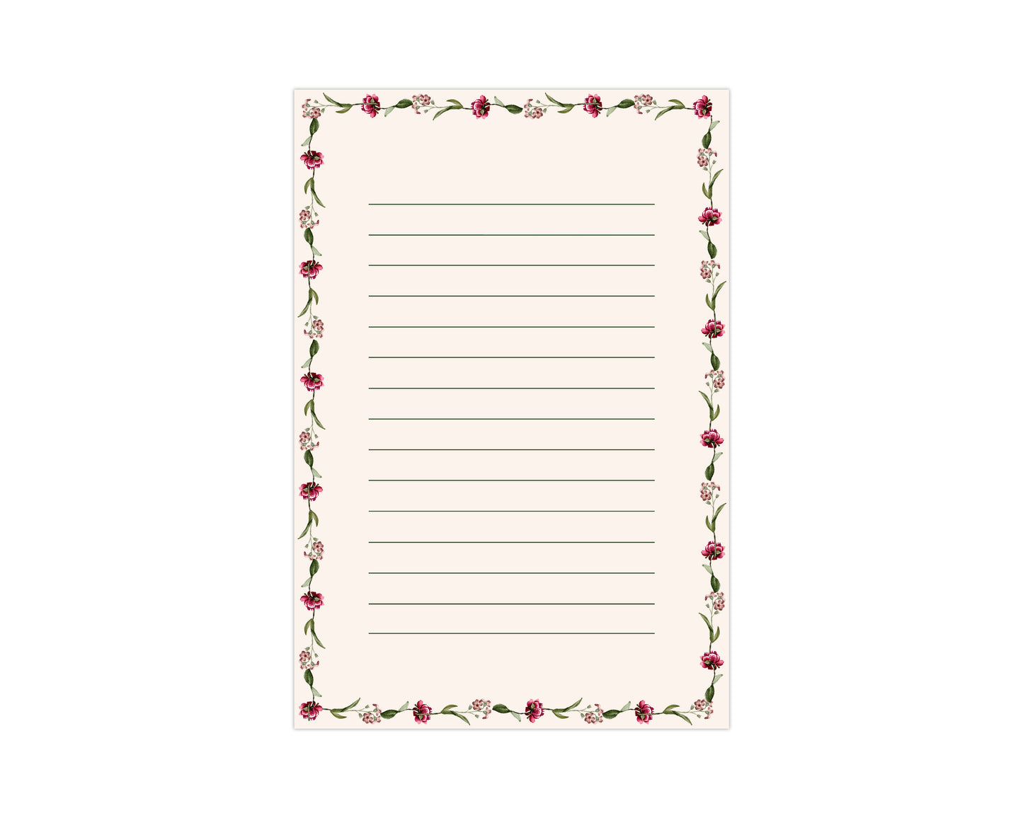 Cream Flora Notepad