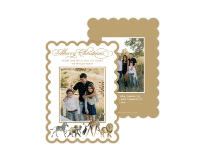 Our Wild Zoo Christmas Card - Gold