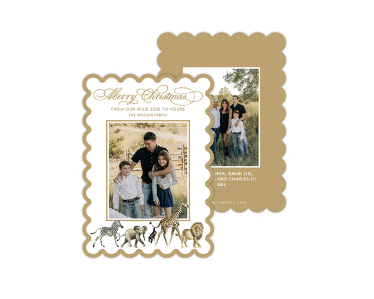 Our Wild Zoo Christmas Card - Gold