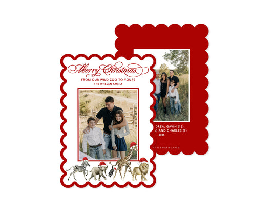 Our Wild Zoo Christmas Card - Red