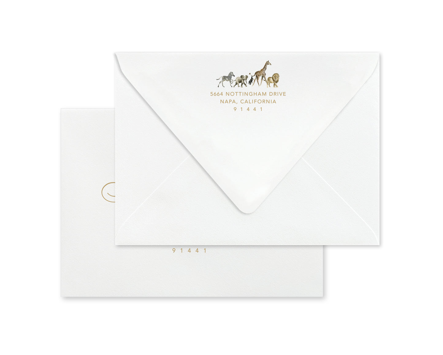 Our Wild Zoo Christmas Card - Gold