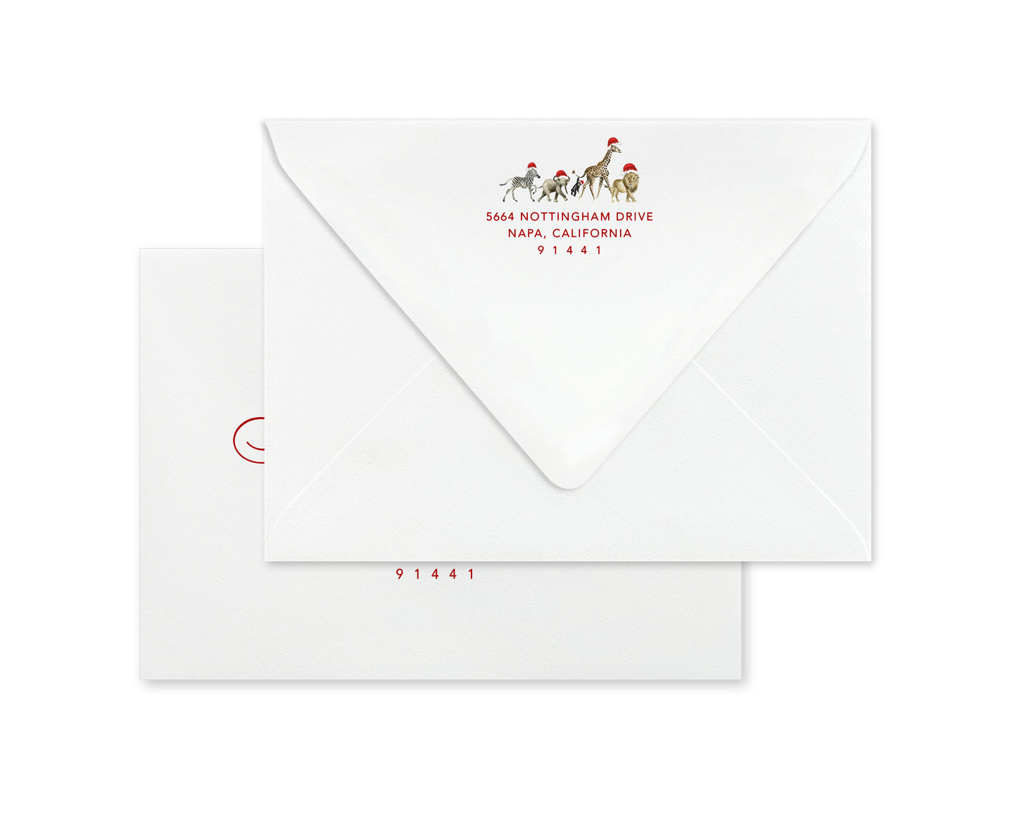 Our Wild Zoo Christmas Card - Red
