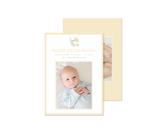 Gender Neutral Pram Birth Announcement