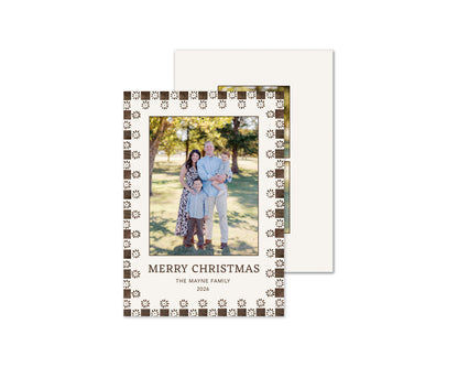 Quilted Personalized Christmas Cards - Brown